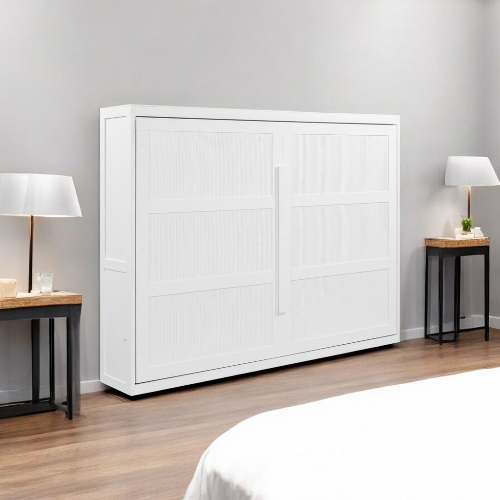 White Wood Queen Murphy Bed