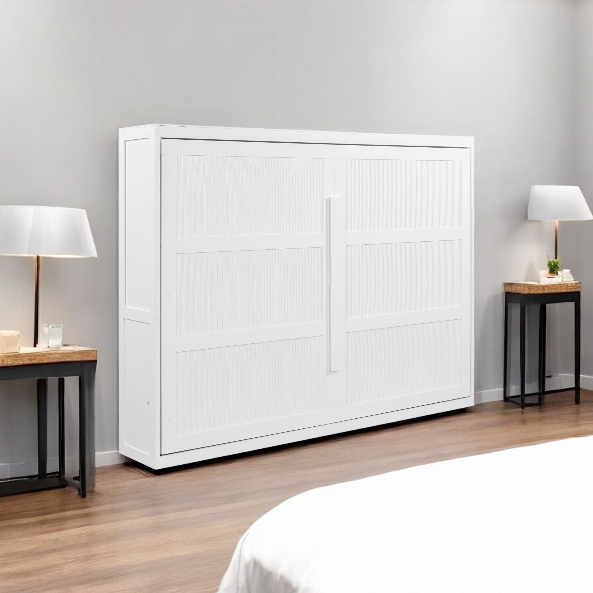 White Wood Queen Murphy Bed