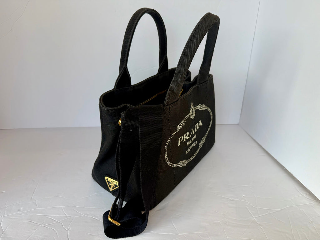 Prada Canapa Tote | Black Canvas