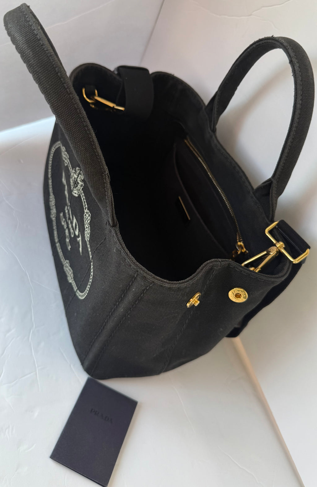 Prada Canapa Tote | Black Canvas