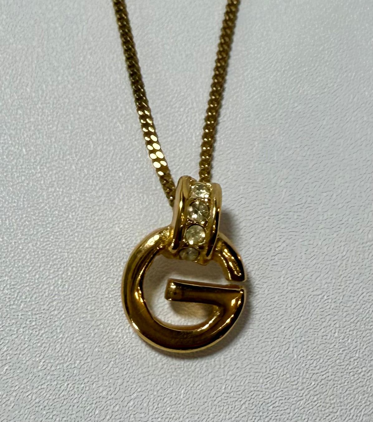 Givenchy Vintage Crystal G Pendant Necklace