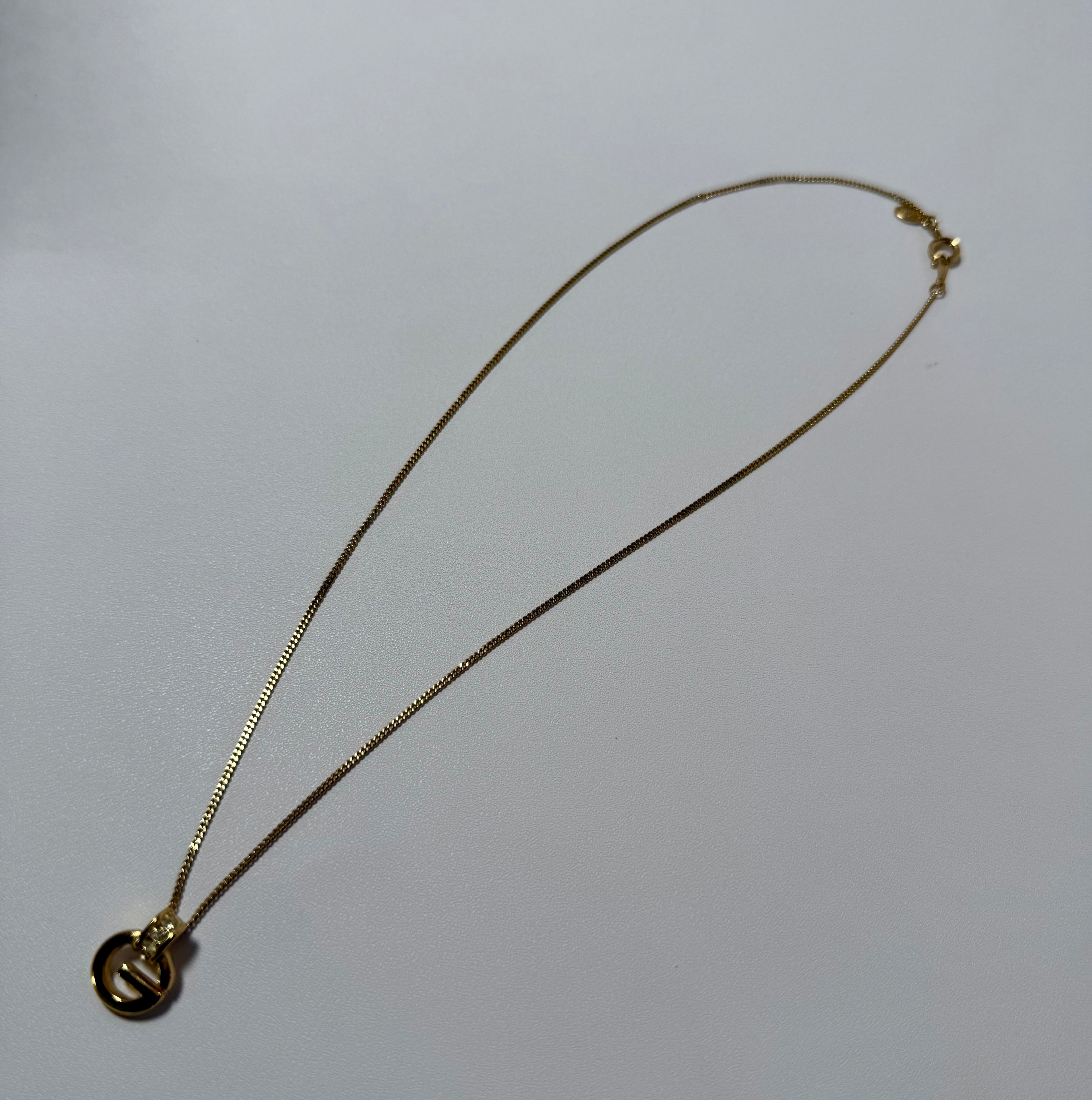 Givenchy Vintage Crystal G Pendant Necklace